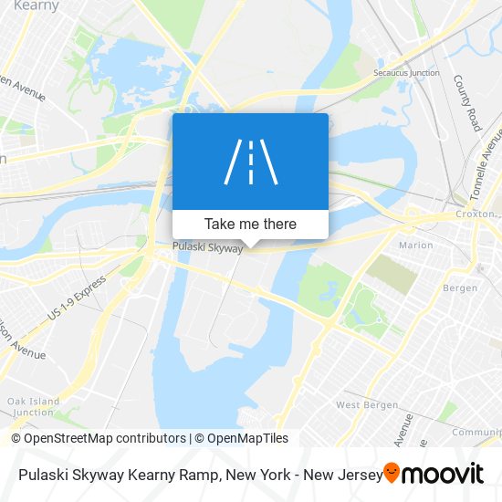 Mapa de Pulaski Skyway Kearny Ramp