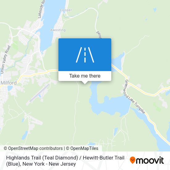 Mapa de Highlands Trail (Teal Diamond) / Hewitt-Butler Trail (Blue)
