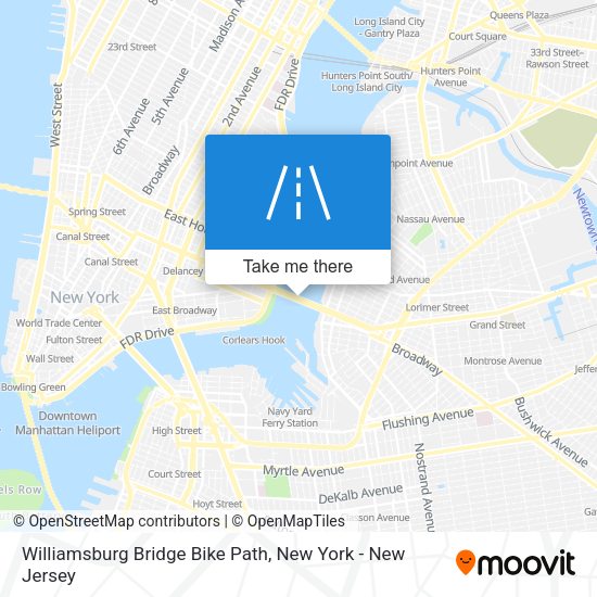 Williamsburg Bridge Bike Path map