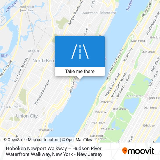 Mapa de Hoboken Newport Walkway – Hudson River Waterfront Walkway