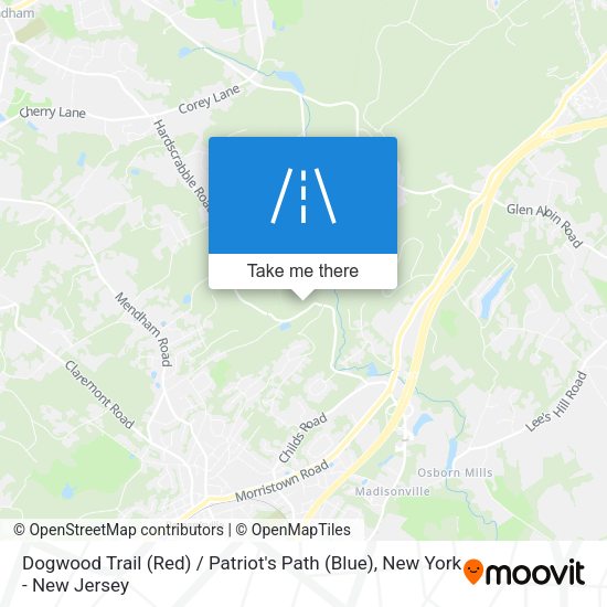 Mapa de Dogwood Trail (Red) / Patriot's Path (Blue)
