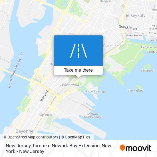 Mapa de New Jersey Turnpike Newark Bay Extension