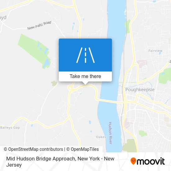 Mid Hudson Bridge Approach map