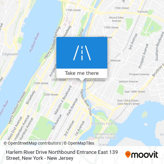 Harlem River Drive Northbound Entrance East 139 Street map