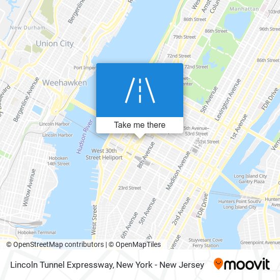 Mapa de Lincoln Tunnel Expressway