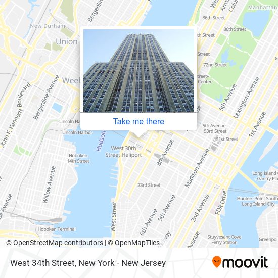 West 34th Street map