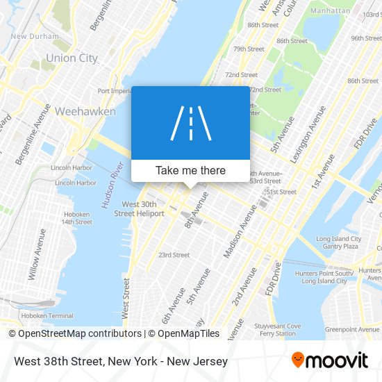 West 38th Street map