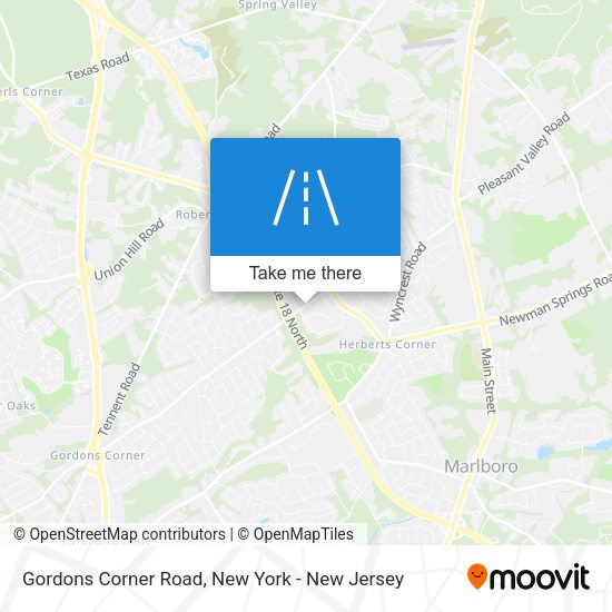 Gordons Corner Road map