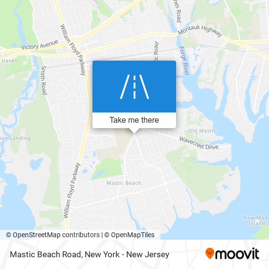 Mastic Beach Road map