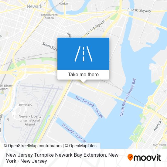New Jersey Turnpike Newark Bay Extension map