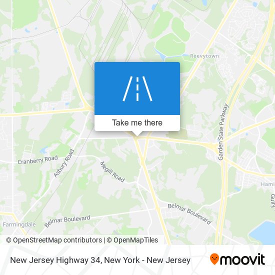 New Jersey Highway 34 map