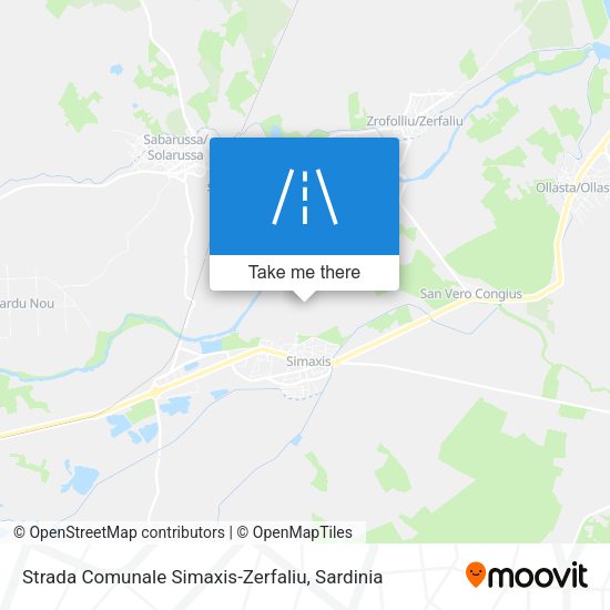 Strada Comunale Simaxis-Zerfaliu map