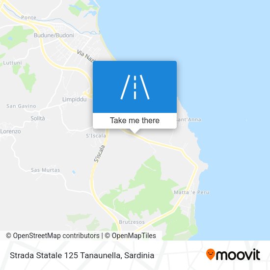 Strada Statale 125 Tanaunella map