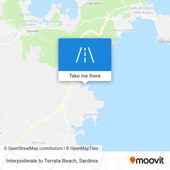 Interpoderale to Terrata Beach map
