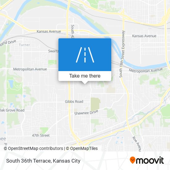 South 36th Terrace map