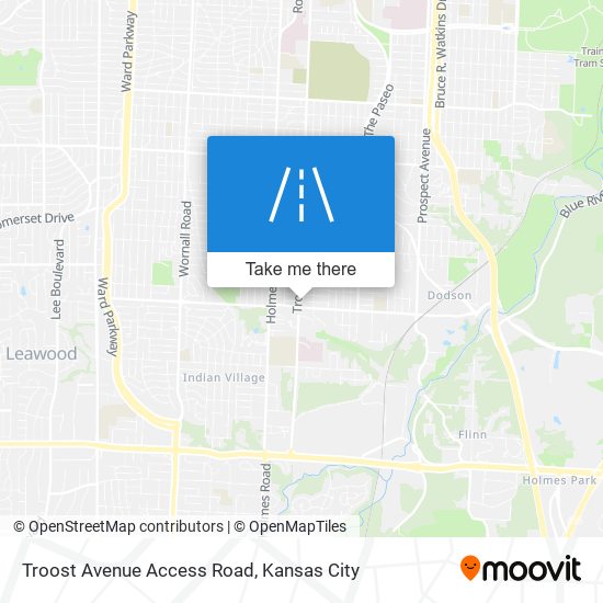 Troost Avenue Access Road map