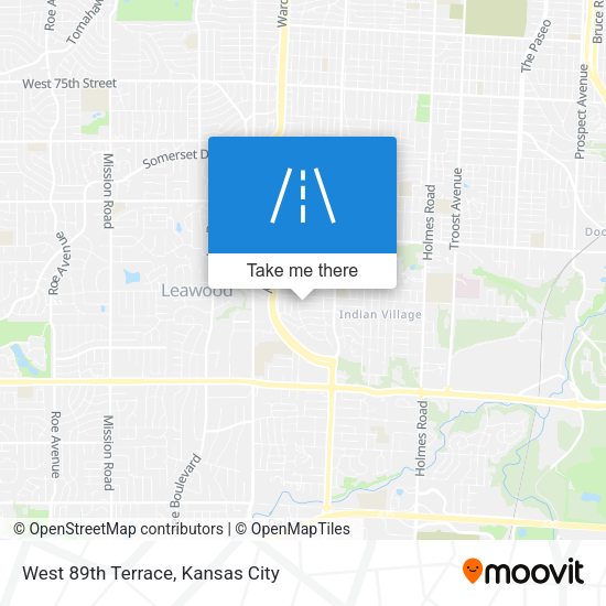 West 89th Terrace map