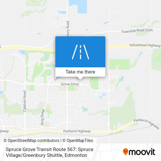 Spruce Grove Transit Route 567: Spruce Village / Greenbury Shuttle map