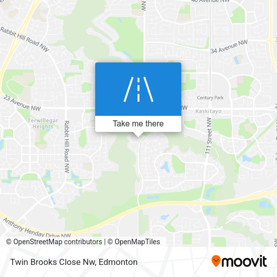 Twin Brooks Close Nw map