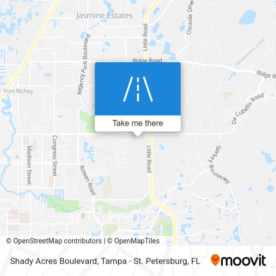 Shady Acres Boulevard map