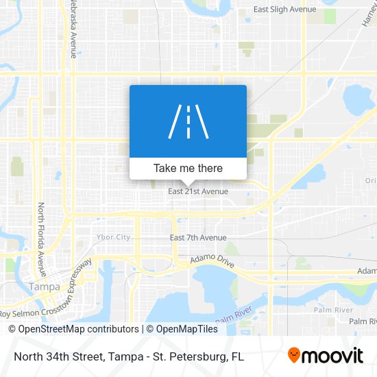North 34th Street map