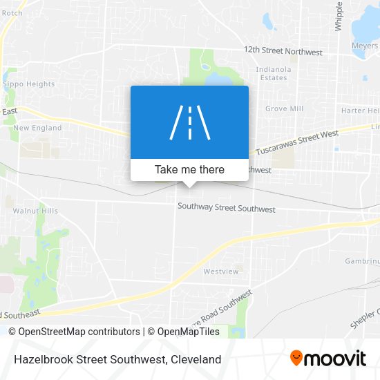 Hazelbrook Street Southwest map