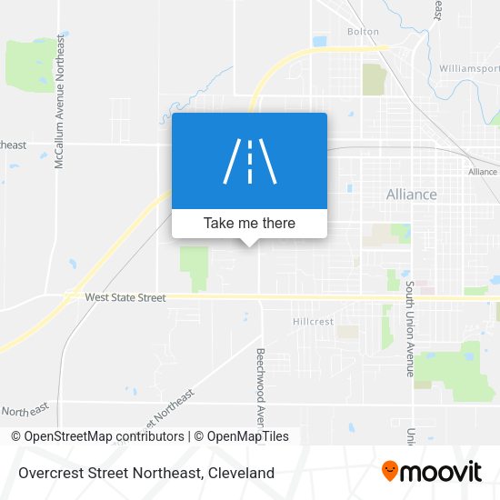 Overcrest Street Northeast map