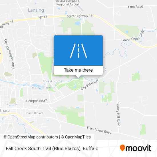 Fall Creek South Trail (Blue Blazes) map