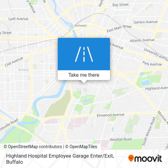 Mapa de Highland Hospital Employee Garage Enter / Exit