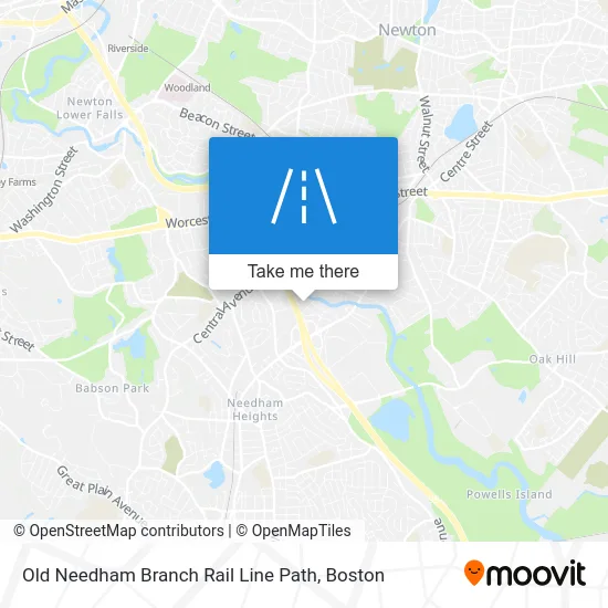 Old Needham Branch Rail Line Path map