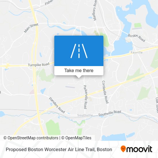 Mapa de Proposed Boston Worcester Air Line Trail
