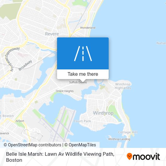 Mapa de Belle Isle Marsh: Lawn Av Wildlife Viewing Path