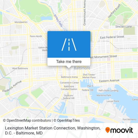 Mapa de Lexington Market Station Connection