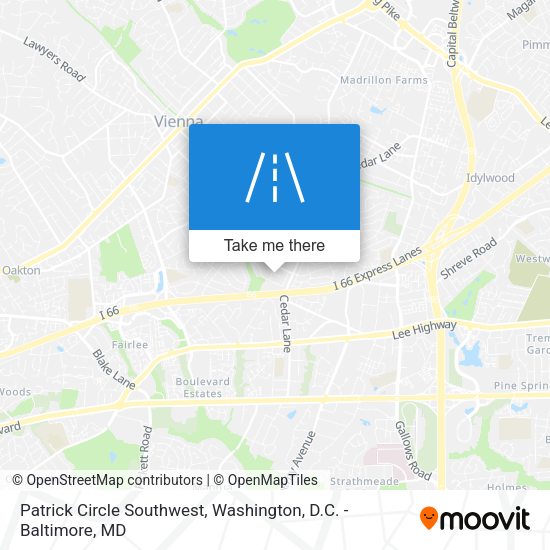 Patrick Circle Southwest map