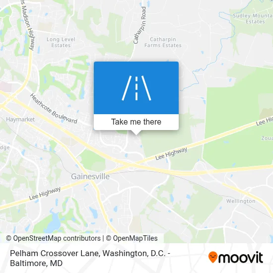 Pelham Crossover Lane map