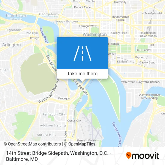 14th Street Bridge Sidepath map