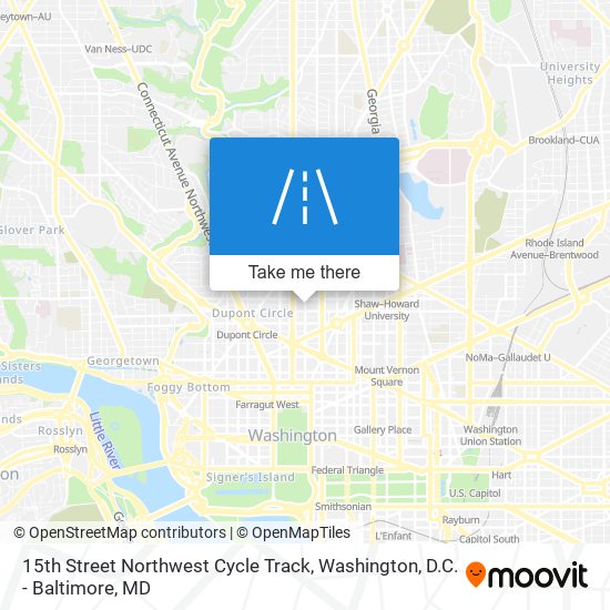 Mapa de 15th Street Northwest Cycle Track
