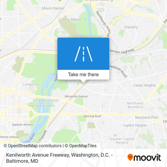 Mapa de Kenilworth Avenue Freeway