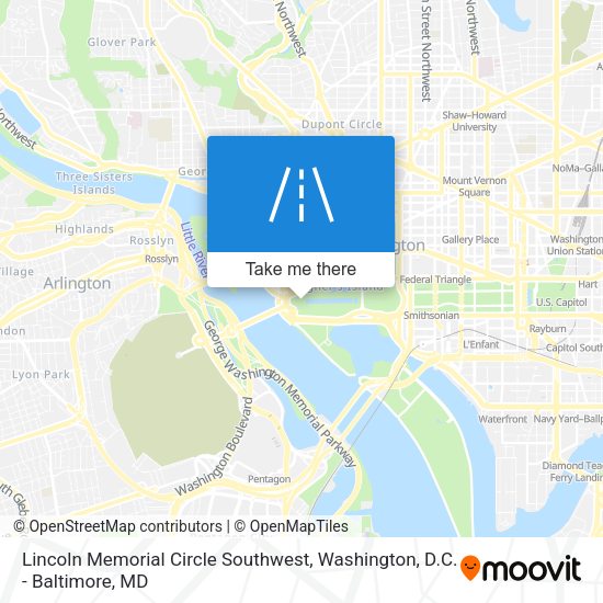 Lincoln Memorial Circle Southwest map