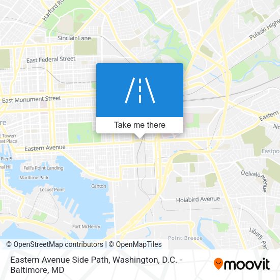 Eastern Avenue Side Path map