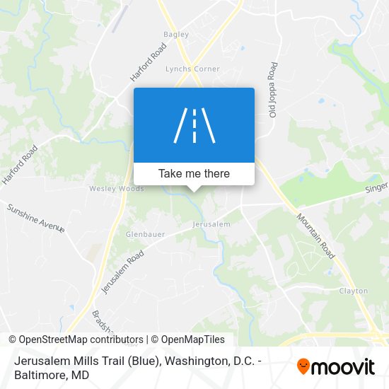 Mapa de Jerusalem Mills Trail (Blue)