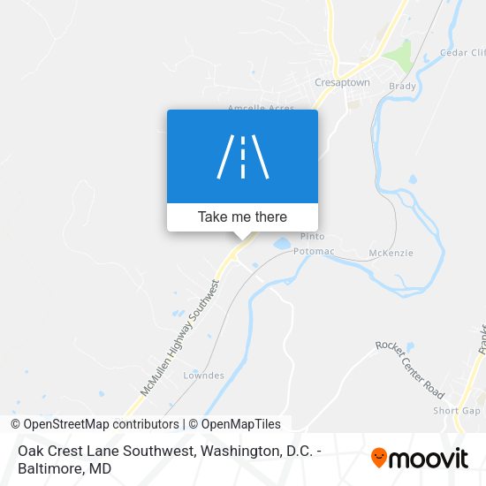 Oak Crest Lane Southwest map