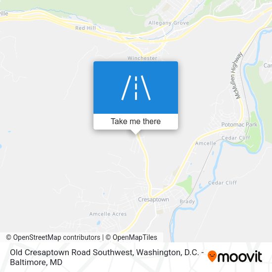 Old Cresaptown Road Southwest map