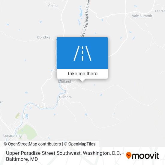 Mapa de Upper Paradise Street Southwest