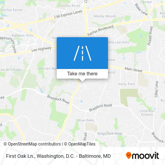 First Oak Ln. map