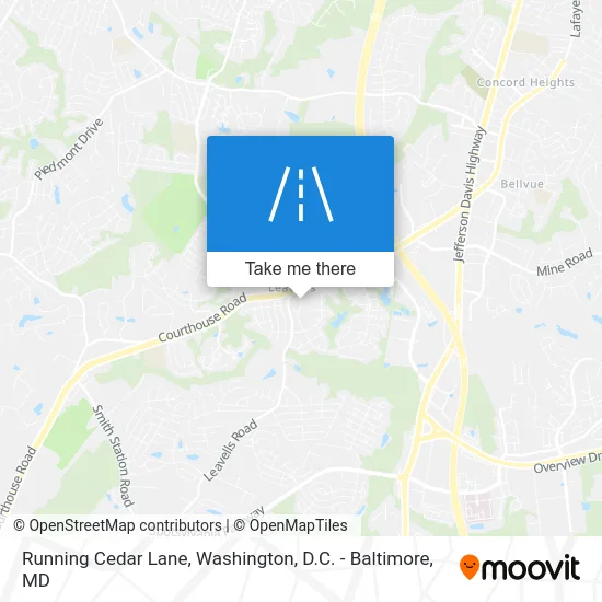 Running Cedar Lane map