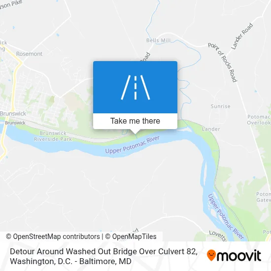 Detour Around Washed Out Bridge Over Culvert 82 map