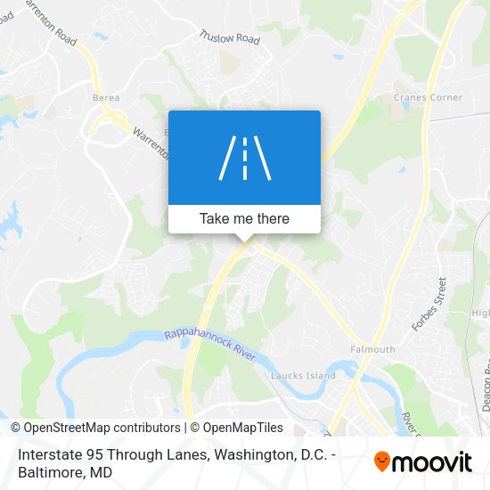 Interstate 95 Through Lanes map