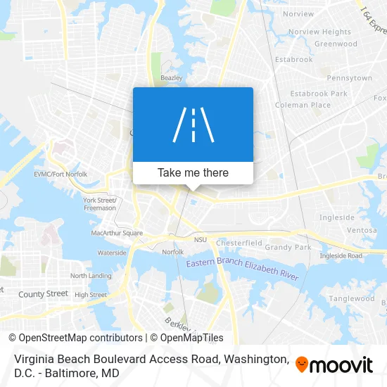 Virginia Beach Boulevard Access Road map
