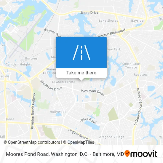 Moores Pond Road map